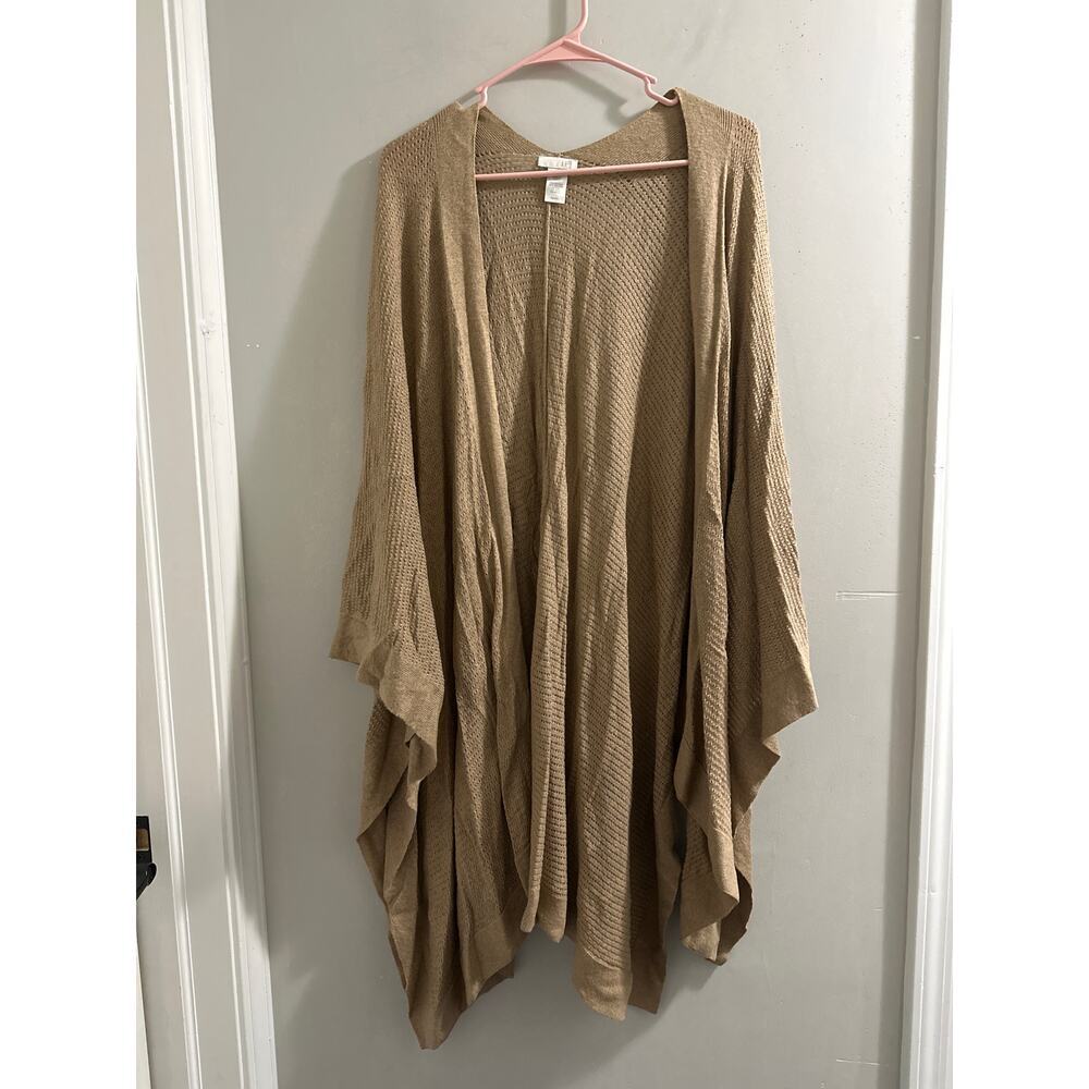 J Jill Tan Knit Shrug Open Front Cotton silk wool Blend one‎ size
